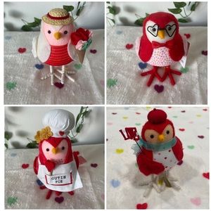 4pcs Fabric Valentine's Day Birds Figurines New.